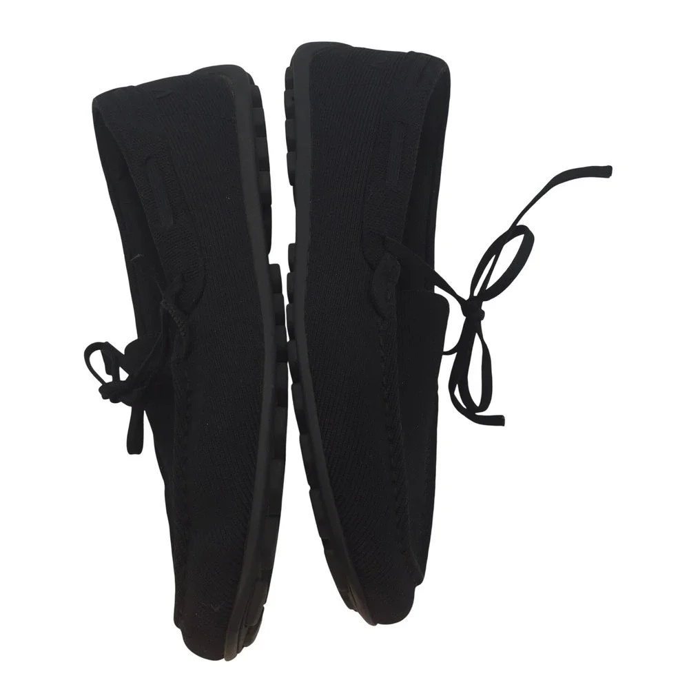 VIVAIA Black Knit Driving Moccasins Women's 10‎ Chunky Sole Comfort Flats Travel